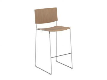 SIT WOOD BQ1209 / BQ1210 - Stackable sled base oak stool with footrest by Andreu World - view 2